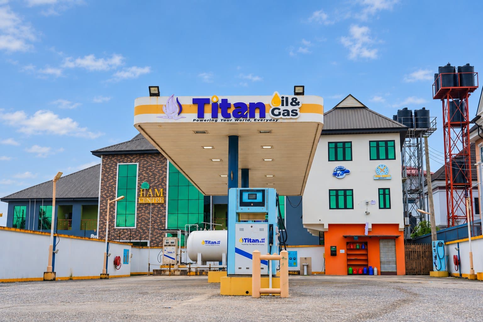 Front view of the Peter Odili station canopy